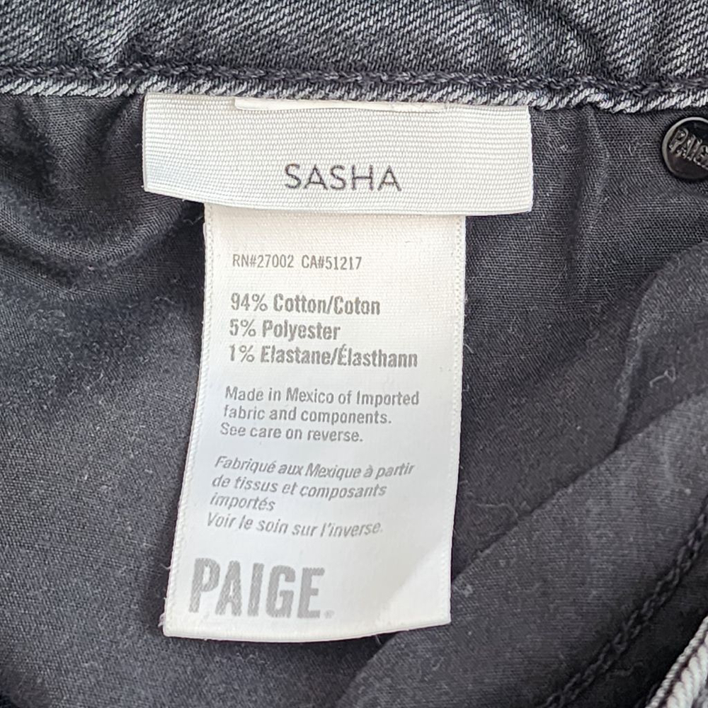 PAIGE Sasha‎ Black Manta Distressed High Rise Wide Leg Jeans #88 Size 31 - Picture 9 of 10